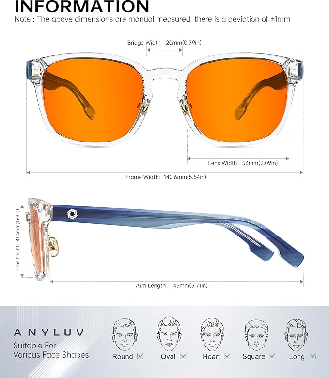 ANYLUV Blue Light Glasses Men Women Computer Gaming Glasses Anti Eyestrain Lightweight Blue Light Blocking Glasses