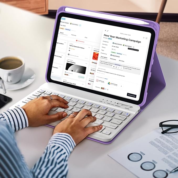 BORIYUAN iPad mini Keyboard Case, Detachable Wireless Bluetooth Keyboard Slim Folio Smart Cover for Apple iPad mini 5 2019/iPad Mini 1 2 3 4 - Purple