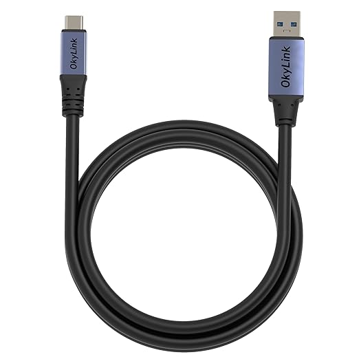 OkyLink USB 3.0/3.2 Gen1 A to C Cable 10ft/3M, High-Speed 5Gbps Data Transfer, 60W Fast Charging, USB Type A to USB Type C, Black Cable, for PC, Laptops, Phones, Portable Hard Drive, Hubs