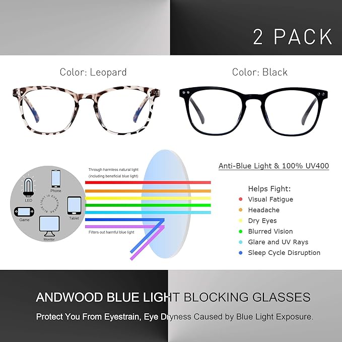ANDWOOD Blue Light Blocking Glasses Women Men Computer Small Face Clear Bluelight Blocker Eyeglasses Frame