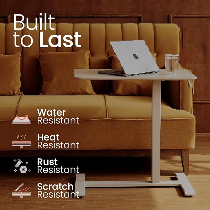 TopJob ANYDESK NEST Mobile Standing Desk, Portable with Hidden Wheels Non Folding, Sit Stand Desk, Computer Workstations, Home Use, Couch Side Table, Bedside Table, Kitchen Prep Table (Mist)