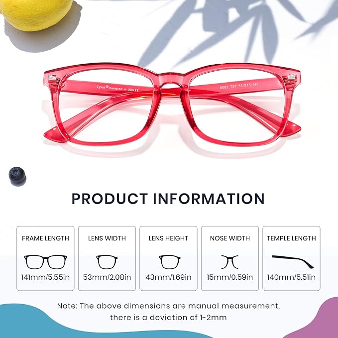 Cyxus Blue Light Glasses Men Women Reduce Eye Strain UV Blocking for Office Work Computer Screen 8082