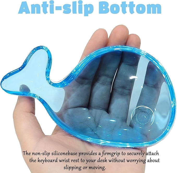Gel Wrist Rest for Keyboard and Mouse Transparent Blue Whale Elbow Pad Cushion Ergonomic Cute Clear Cool Mouse Wrist Pad Silicone Non-Slip Support for Computer Gaming Home Office Men Hand Pillow