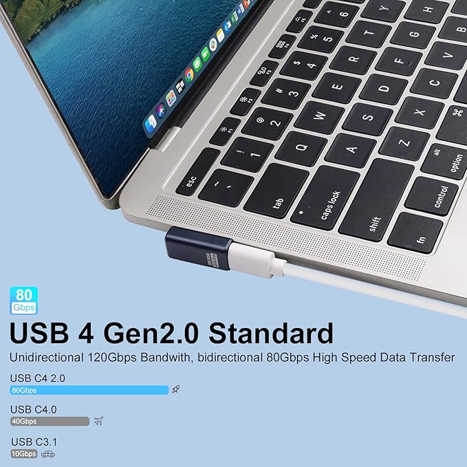 Poyiccot 90 Degree USB C Adapter【240W Charging/ 80Gbps Data/ 8K@60Hz Video】 Right Angle USB C Adapter Thunderbolt 5 Type C Extender Compatible for Laptop, MacBook,iPhone 16, Steam Deck, 3-Pack