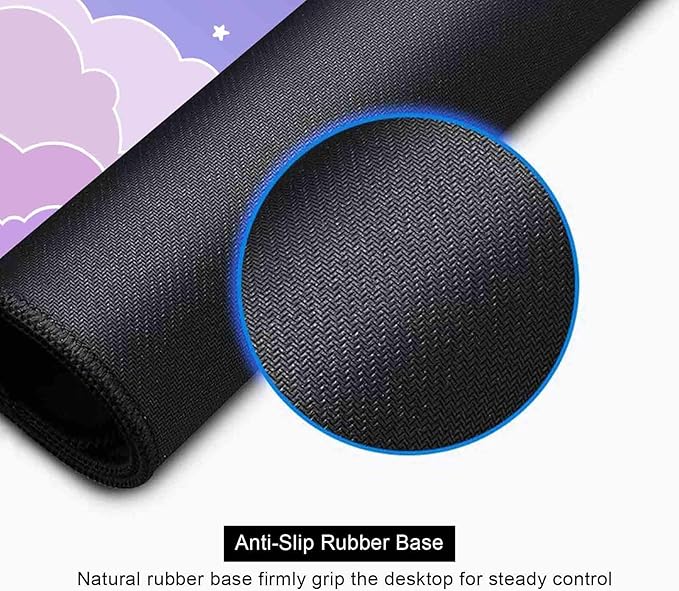 Cute Pastel Purple Desk Mat, Minimalist Large Gaming Mouse Pad Mousepad for Laplop, Kawaii Anime Desk Pad, Gradient Clouds Computer Pads, Aesthetic Stars Moon Deskpad, 31.5 X 11.8 Inch