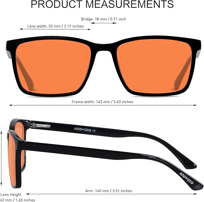 ANDWOOD Blue Light Blocking Glasses Men Women Computer Filter Large Frame Bluelight Blocker Anti Blue Ray Lightweight AR002