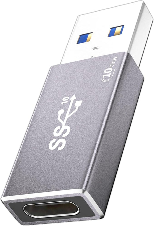 10Gbps Double Sided USB to USB C Adapter, Type C Female to USB 3.2 Male Adapter - 60W Fast Charging for iPhone 16 15 14 Plus Pro Max, Laptop, Samsung Galaxy S24 23, Car