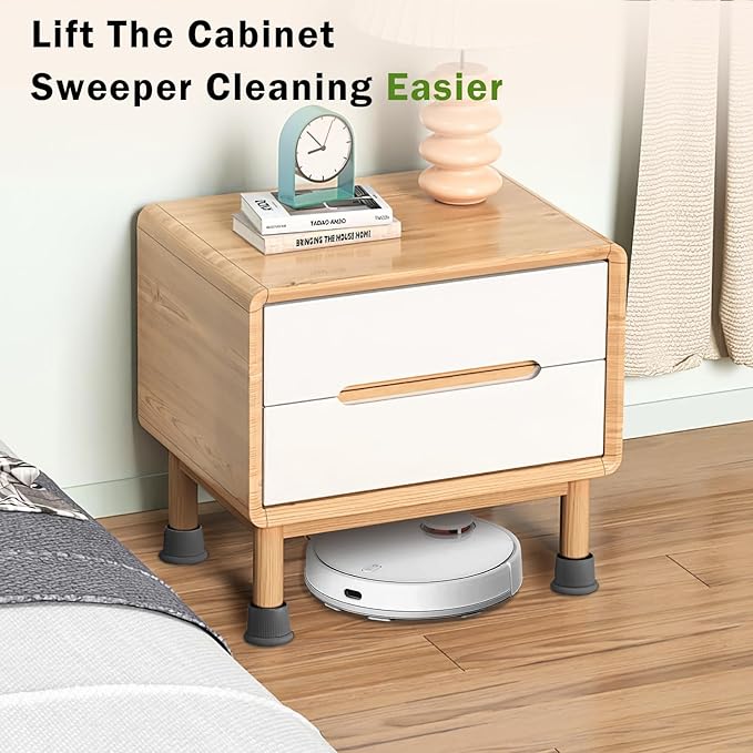 1.6-2.6 Inch Adjustable Bed Risers, Durable ABS & Anti Slip Bed Stoppers for Headboard, Suitable for Small Furniture Risers, Such As Table Risers, Chair Risers, Desk Leg Riser, Gray 4 Pack