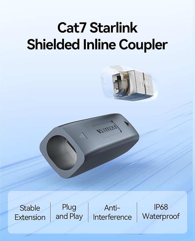 VENTION starlink Cable Coupler for Starlink Gen 3, IP68 Waterproof Connector,Extension to RJ45 Cable Compatible for Starlink Ethernet Adapter Gen 3/Mini Dish and Router,Support Cat6 Cable-1PCS
