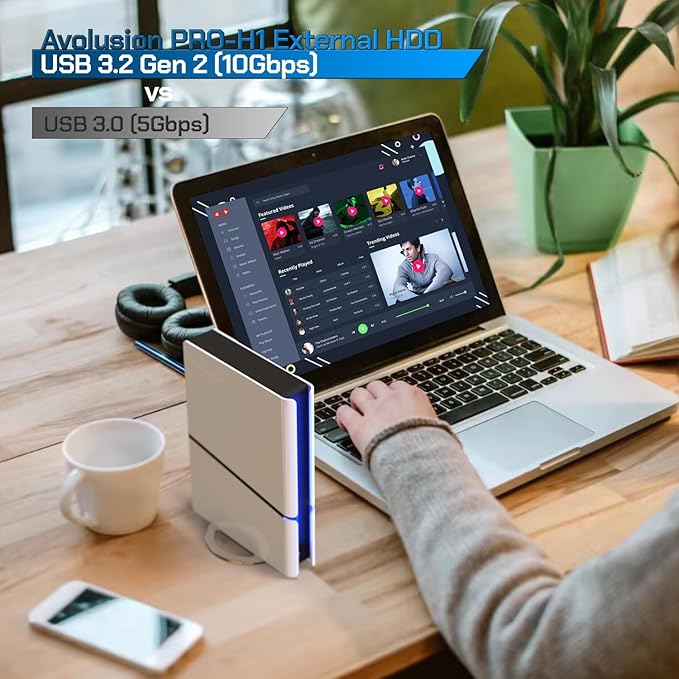 Avolusion PRO-H1 8TB 7200RPM USB 3.2 Gen2 (10Gbps) External Hard Drive (for Windows or MacOS Desktop PC/Laptop) (Renewed)