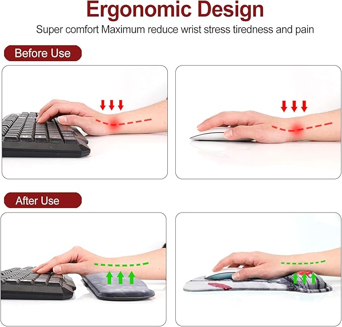 Keyboard Wrist Rest Mouse Pad Support, ToLuLu Gel Ergonomic Mouse Pads for Computer Laptop PC, Comfortable Durable Mousepad Keyboard Wrist Rests for Easy Typing Pain Relief, Eiffel Tower