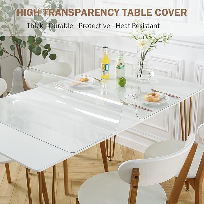LovePads Clear Desk Mat 16 x 36 Inch, 1.5mm Thick Clear Table Protector, Waterproof Plastic Table Cover Protector, PVC Desk Protector Mat, Vinyl Desk Cover for Desktop & Coffee Table