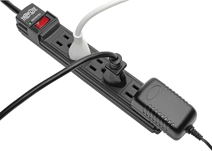 Tripp Lite 6 Outlet Surge Protector Power Strip, 6ft Cord, Black, Lifetime Manufacturer's Guarantee & $10,000 Insurance (TLP6B)