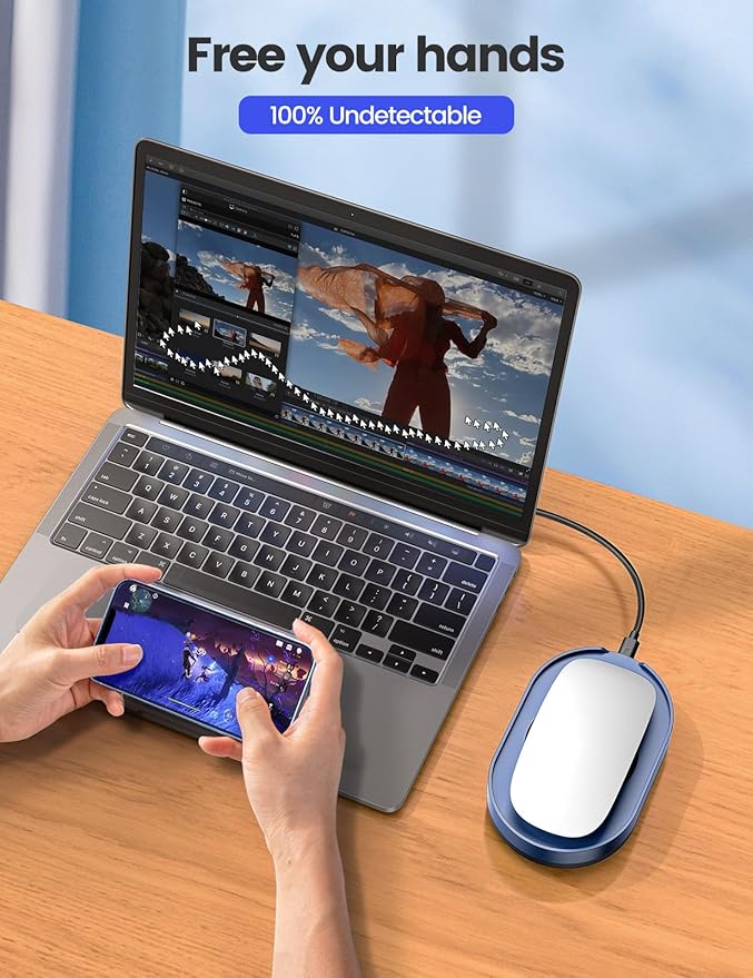 Vaydeer Undetectable Mouse Mover, M3 Mouse Jiggler Device with ON/Off Switch, Driver-Free Shaker Wiggler Mouse Movement Simulation for Computer Awakening, Gift Ideal for Men/Women (Light Purple)