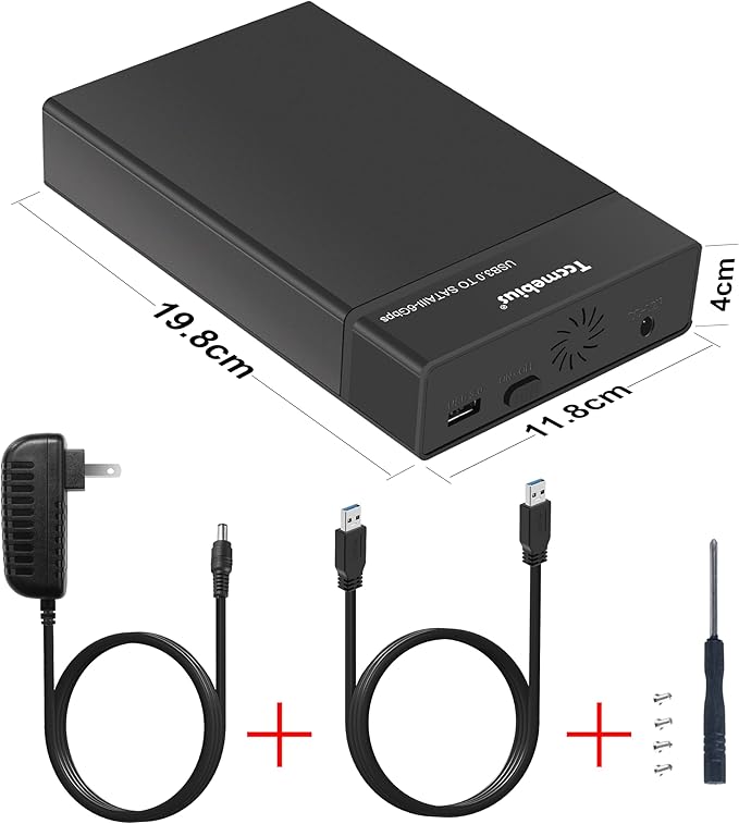 USB 3.0 External Hard Drive Enclosure for 2.5 3.5 Inch SATA I/II/III HDD SSD Up to 20TB, 3.5'' Tool-Free HDD Docking Station, Support UASP, Automatic Sleep Function (TCC-S863)