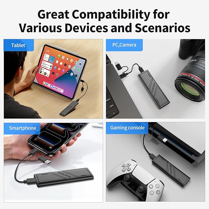 EP1000 External Hard Drive 1TB,Portable Ssd,External Solid State Drives Up to 1000MB/s Read, Storage Expansion, Compatible w/USB-C Smartphones, PC, Mac, Tablets, Sleek & Sturdy Design