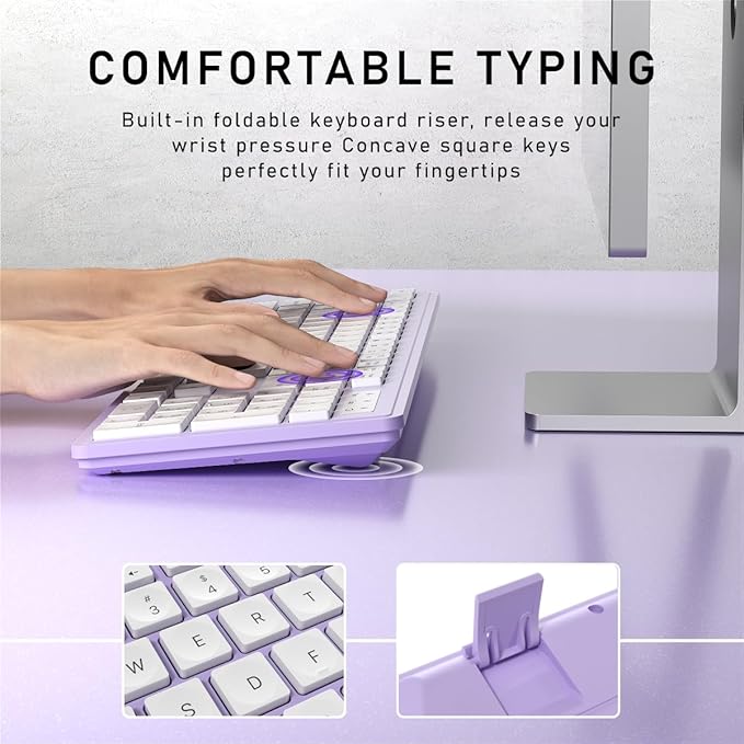 Wireless Keyboard and Mouse, 2.4GHz Cordless Keyboard Mouse Combo, Optical Mouse, Plug and Play USB Receiver, Compatible with Windows, Mac, Laptop, and PC（White Purple）