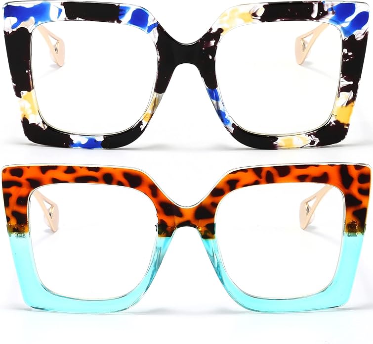AIEYEZO Oversized Blue Light Glasses for Women, Anti Fatigue Prevent Headache Computer Eyeglasses