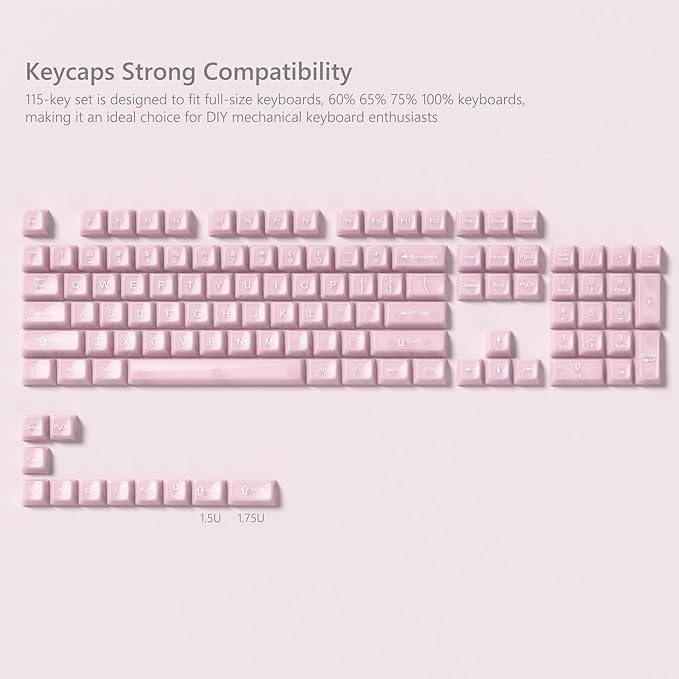 Womier Keyboard Keycaps Jelly, Clear Cute Keycaps, Transparent Pink Custom Key Cap 60 65 75 100 Percent for Cherry MX, Kailh, Outemu, Gateron Mechanical Keyboards(MDA Profile)