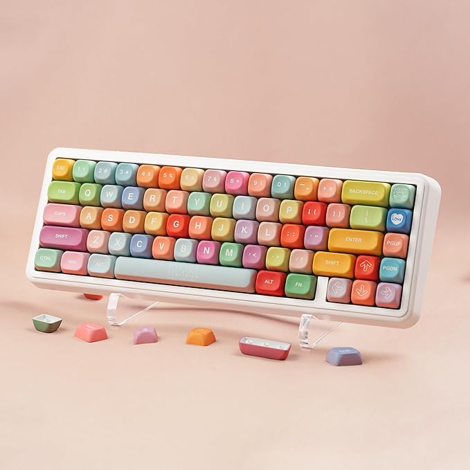 dagaladoo Cute Candy PBT Keycaps, Gunmy Bear MOA Keycaps Dye-Sublimation,Colorful Custom Keyboard Key caps Set for 100% 75% 65% 60% TKL US Layout Mechanical Keyboard