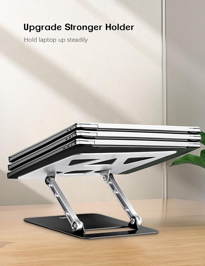 Adjustable Laptop Stand for Desk,Portable Laptop Stand Holder and Riser,Foldable Aluminum Notebook Computer Stands for MacBook Air Pro HP Lenovo Dell Samsung, 10-15.6 inch (Silver-Gray-Black)