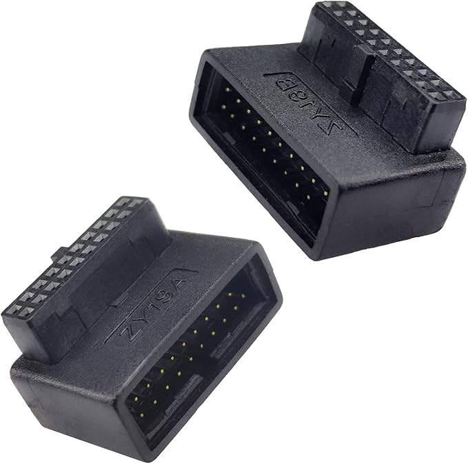 USB 3.0 19 Pin Internal Header 90 Degree Adapter, USB 3.0 90 Degree Up & Down Angle Motherboard Cable Layout Converter
