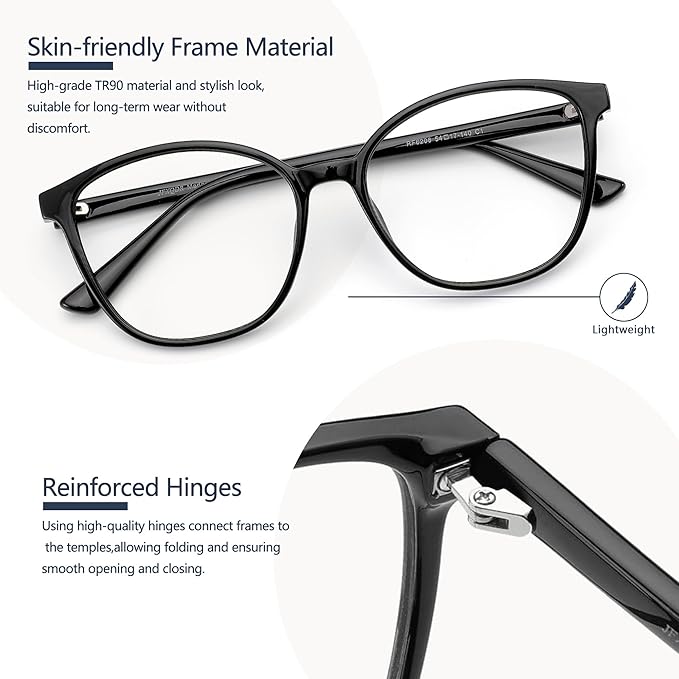 Women's Blue Light Blocking Glasses, TR90 Frame Computer Gaming Glasses Anti Eyestrain & UV Glare RF6208