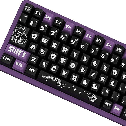 PBT Keycaps, 138 Keys Dark Little Devil Theme OEM Height Keycaps Dye-Sublimation Set for 61/64/68/84/87/100/104/108 Cherry MX Mechanical Keyboard