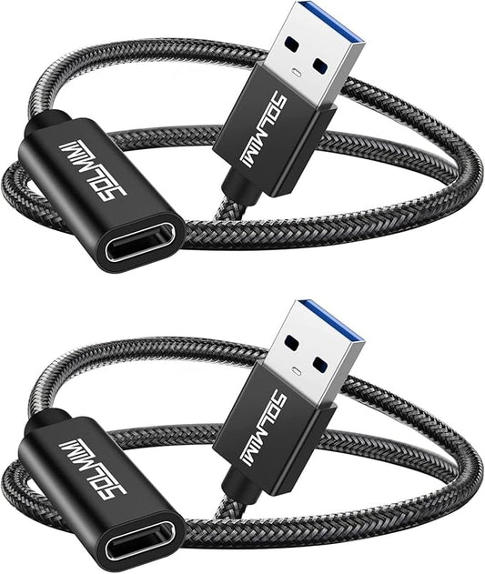 USB C Female to USB A 3.0 Adapter, 2 Pack, 20cm