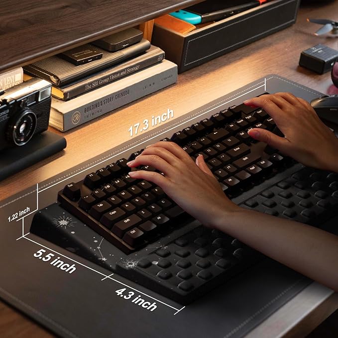 Wrist Rest with Keyboard Stand, Computer Wrist Support Pad,Ergonomic Tilted Keyboard Holder, Soft Memory Foam Desk Cushion, Palm Hand Typing for Office Home School (Starry Sky)