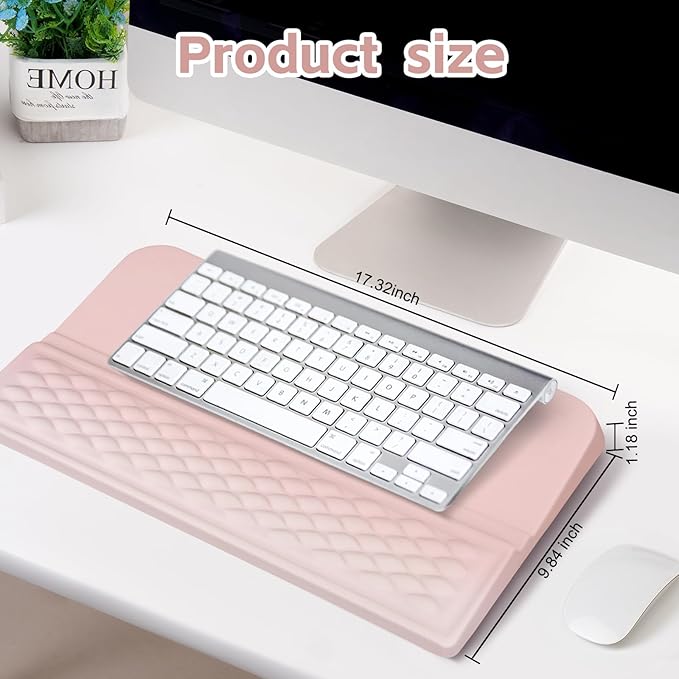 MOSISO Keyboard Stand with Wrist Rest, Ergonomic Keyboard Riser with Wrist Rest Support Pad, Non-Slip Base Pain Relief & Easy Typing Cushion with Massage Memory Foam for Home Office, Pink