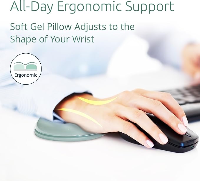 Kensington Mouse Wrist Rest Gel Support Cushion for Mice & Trackballs, Duo Gel Ergonomic Mouse Wrist Support for Pain Relief, Comfortable Non-Skid, Loop Green, 7.4" x 3.27" x 0.7" K62829WW