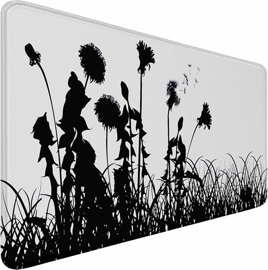 Large Gaming Mouse pad, Waterproof Mousepad with Stitched Edges, Premium Microfiber Cloth Surface, Non-Slip Base Keyboard Desk Mat for Home Office Gaming, Flowers Plants