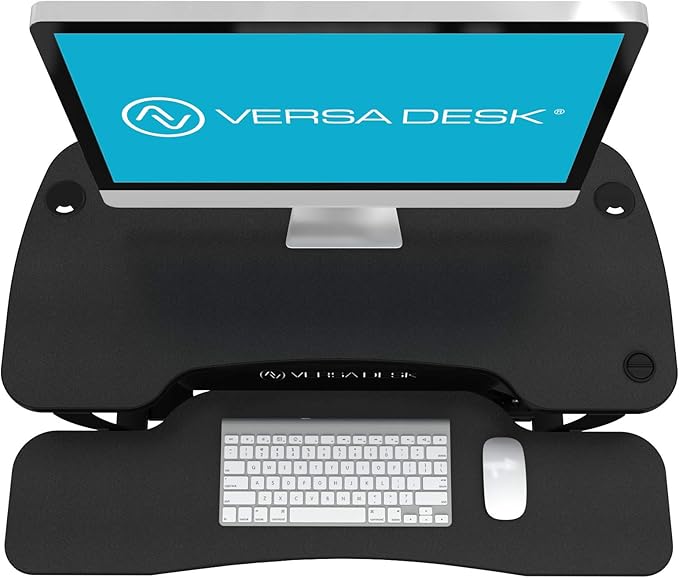 Power Pro Electric Height-Adjustable Desk Riser by VersaTables | USA Manufactured | Standing Desk Converter | Sit to Stand Desktop with Keyboard + Mouse Tray | 36"x 24" | Black