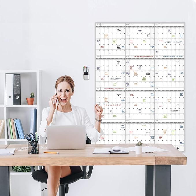 2026 Large Dry Erase Wall Calendar - 52x36 Inches - Blank Undated Yearly Calendar - Whiteboard Premium Laminated Planner - Reusable Laminated Office Jumbo 12-Month Calendar (Vertical)