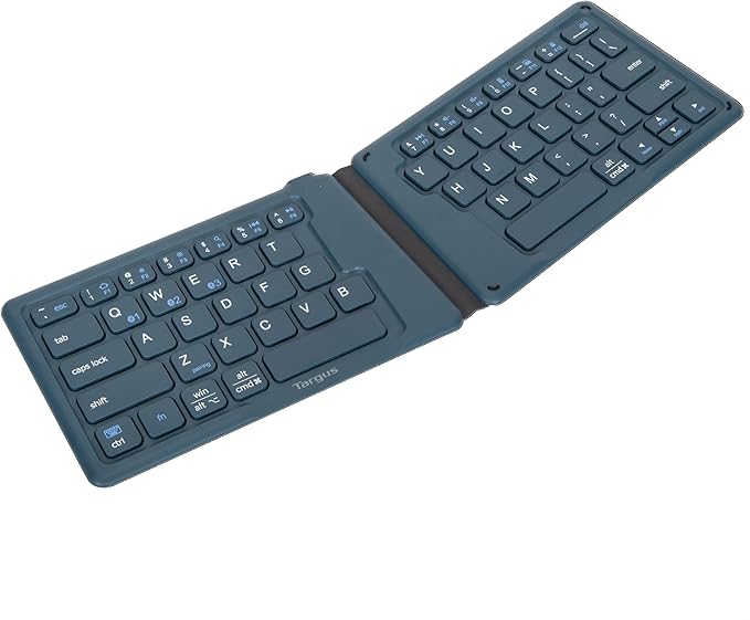 Targus Ergonomic Foldable Bluetooth Keyboard – Pocket-Sized, Split Ergonomic Design, Multi-Device Wireless Keyboard with DefenseGuard Protection - PKF00302US