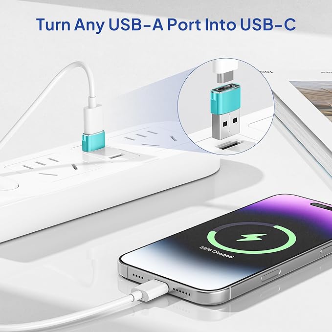Elebase for Apple Watch Ultra 3 Adapter,USB to USB C Adaptor 4 Pack,Type C Female to A Male Charger Converter for iWatch Series 8 7,iPhone 17 16 15 14 Pro Plus Max,Airpods 4,iPad 9 10 Air 5 Mini 6 7 8