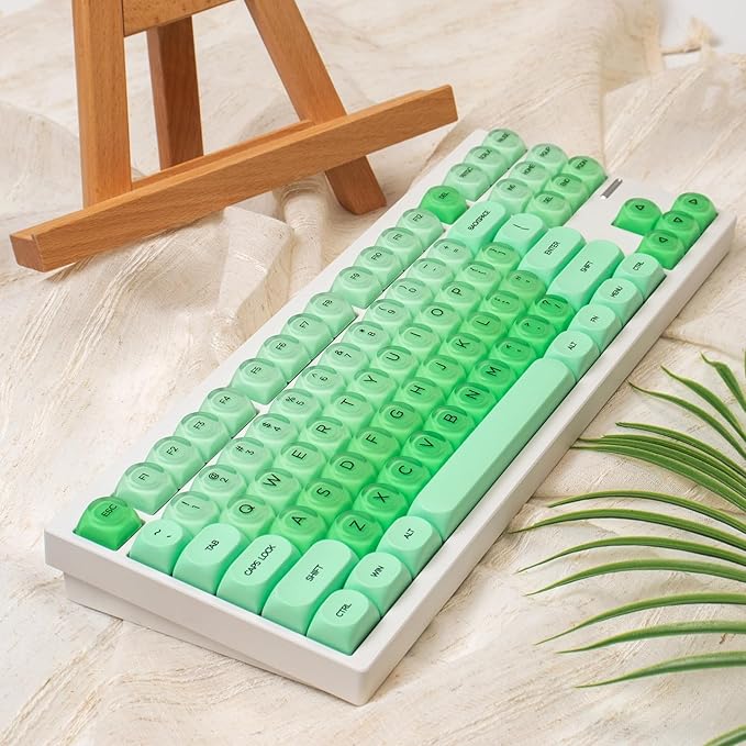 Sumgsn 132 Keys PBTJelly Keycaps MOA Profile Green Keycaps Comaptible with Wooting Keyboard 61/64/87/104/108 Cherry Mx Switches Mechanical Keyboards