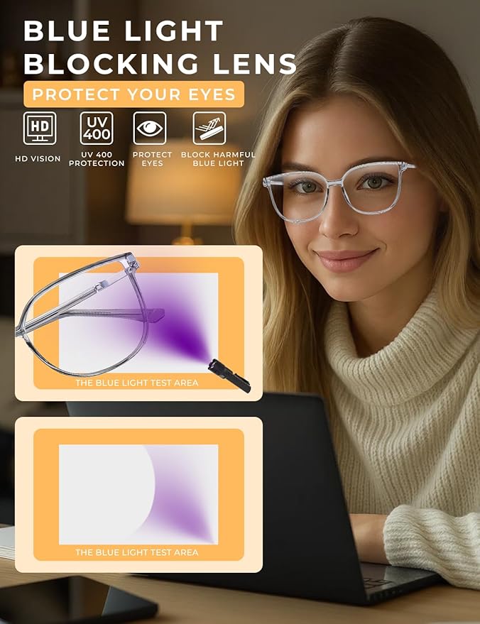 Vintage Cat-eye Blue Light Blocking Glasses for Women, Lightweight TR90 Fashion Eyeglasses