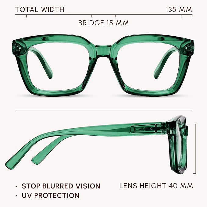 IBOANN Oversized Blue Light Glasses for Woman, Funky Fashion Glasses With Preppy Look, Reduce Screen Fatigue Computer Glasses