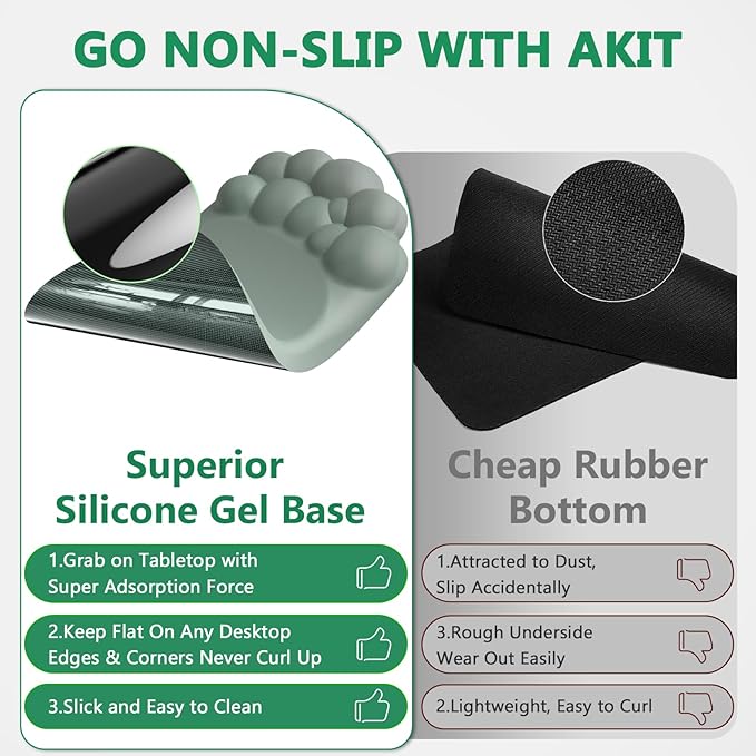 AKIT Bubble Massage Ergonomic Mouse Pad with Wrist Rest for Computer Keyboard Cloud Wrist Rest Keyboard Pad and Cute Mouse Pad with Wrist Support, Soft Green Mousepad Gaming Mouse Pads for Desk Office