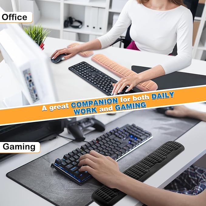 UnivoColors Ergonomic Mouse Wrist Rest,Latest 3.0 Wave Curve Design,High-Resilience Memory Foam Non-Slip Base,Reduces Wrist Fatigue,Ideal for Office Gaming & Long Hours of Use(Flesh Pink)