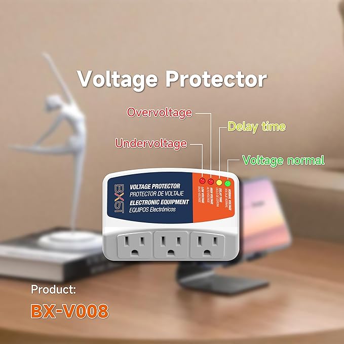 BXST Surge Protector 3 Outlet Power Voltage Protector for Home Protects Against High and Low Voltage Brownout Surge Protector for Refrigerator/TV/PC 15A, 120V, 1800W (2 Pack)