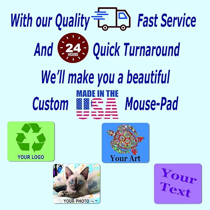 Personalized Mouse Pad - Add Pictures, Text, Logo or Art Design and Make Your Own Customized Mousepad. Each Custom Mouse Mat Comes in a Colorful Gift Bag. Personalized Your Gaming Mousepad (Landscape)