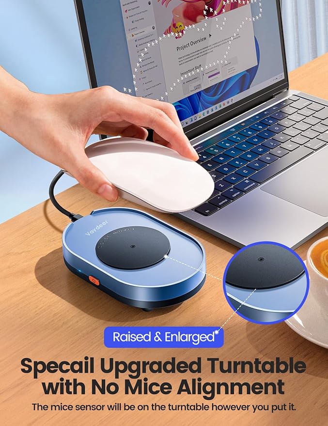 Vaydeer Undetectable Mouse Mover, M3 Mouse Jiggler Device with ON/Off Switch, Driver-Free Shaker Wiggler Mouse Movement Simulation for Computer Awakening, Gift Ideal for Men/Women (Dark Green)