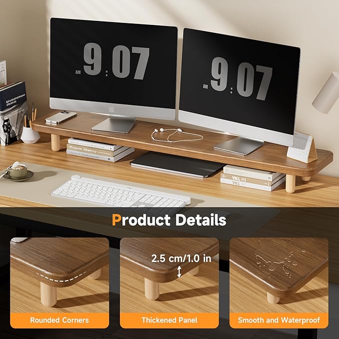Monitor Stand Large Wood Monitor Stand Riser (Walnut-39in, 39inches)