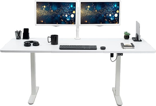 VIVO Electric 71 x 30 inch Stand Up Desk, Height Adjustable, White Top White Frame, Home and Office Furniture Sets, DESK-KIT-0W7W