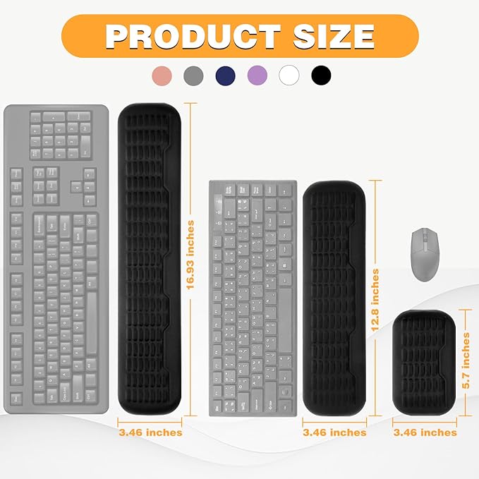 UnivoColors Ergonomic Mouse Wrist Rest,Latest 3.0 Wave Curve Design,High-Resilience Memory Foam Non-Slip Base,Reduces Wrist Fatigue,Ideal for Office Gaming & Long Hours of Use(Navy)