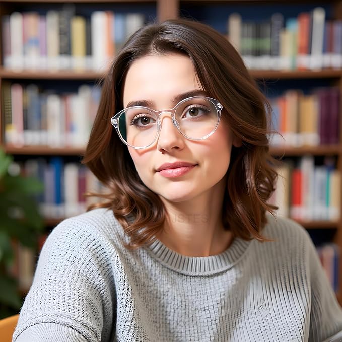 HJSTES Vintage Blue Light Glasses for Women Men Round Bluelight Blocking Glasses Thick TR90 Frame Eyeglasses