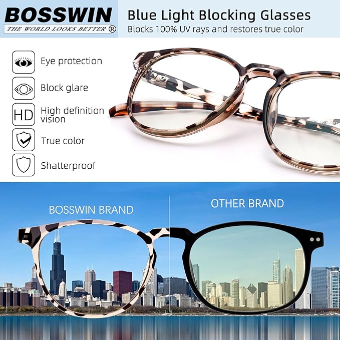 Blue Light Blocking Glasses for Women/Men - 4-Pack Computer Reading/Gaming/TV/Phone Glasses, Anti-Glare